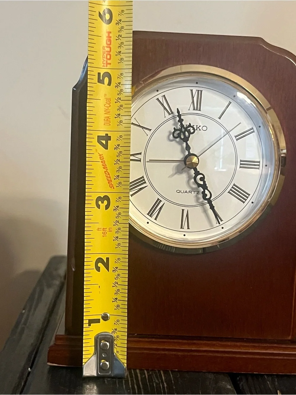 Vtg Seiko wall Mantel clock QXE106BLF quartz wood gold analog heirloom Classic